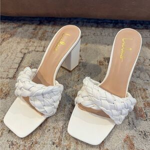 Lulu's White Braided Heeled Sandals